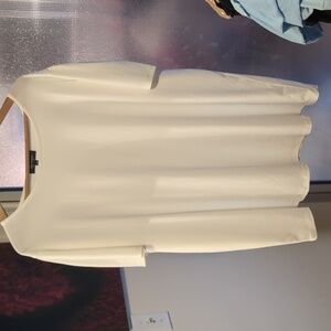 Eileen Fisher White Short-Sleeve Scoop Neck Top (Reposh)